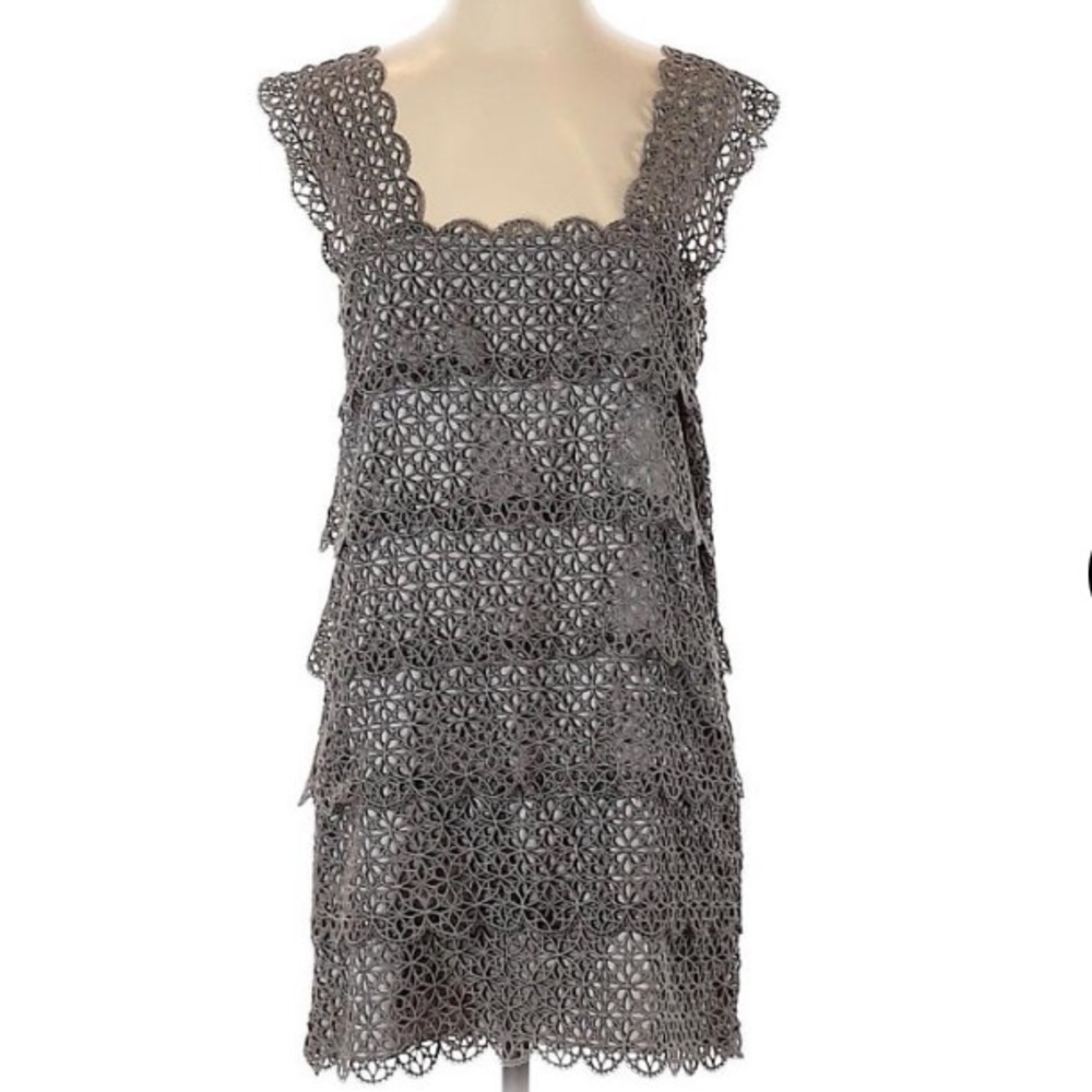 Manoush gray lace tiered cocktail dress